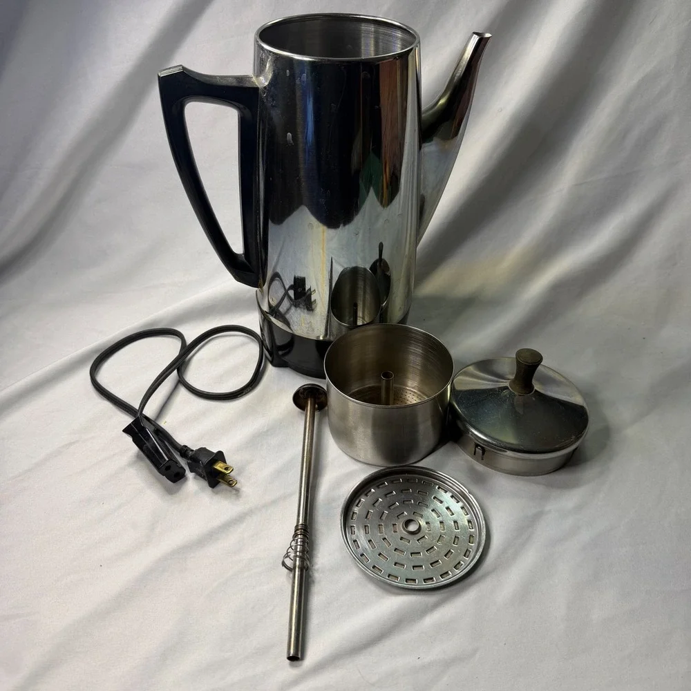 Presto 12 Cup Electric Coffee Percolator Stainless Steel Vintage Model